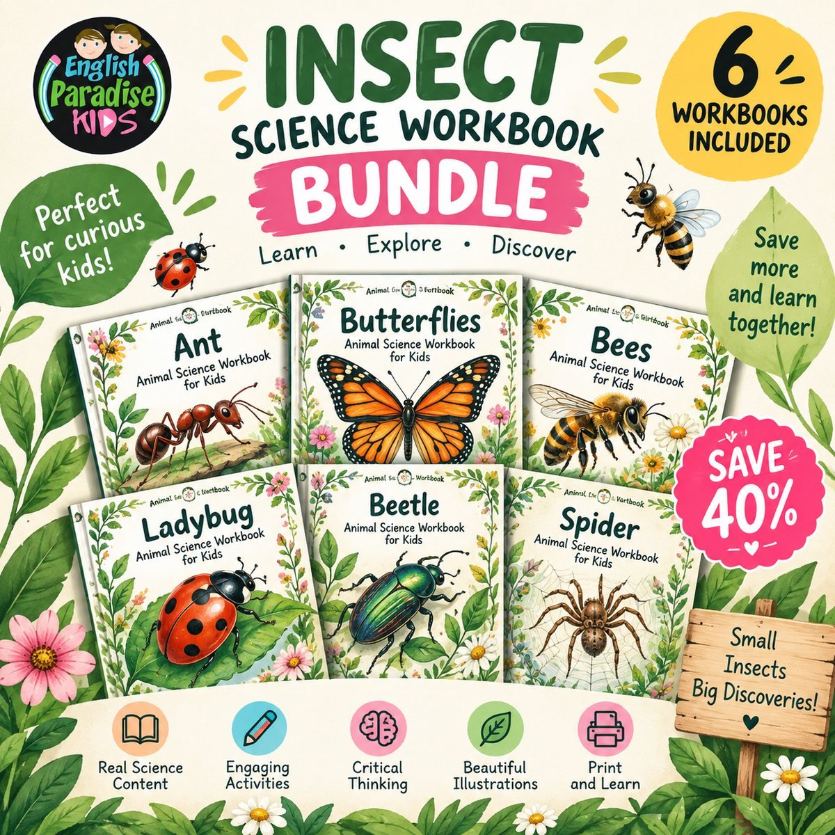 Insect Animals Science Workbook Bundle for Kids – Printable Animal Activities for kids