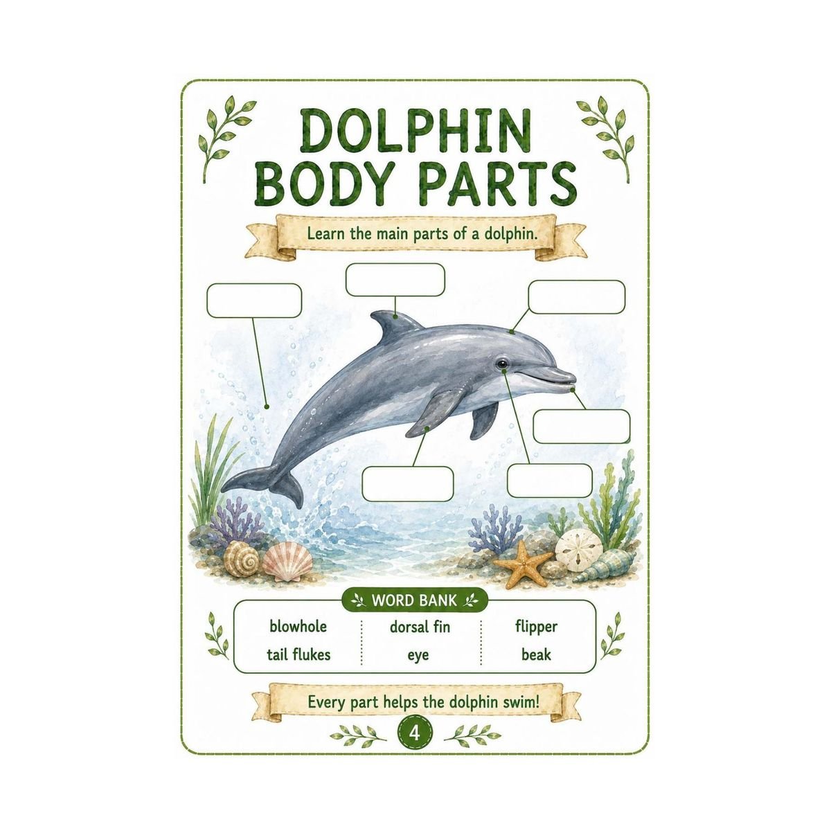 Dolphin Workbook for Kids – Printable Ocean Animal Activities PDF - Image 2
