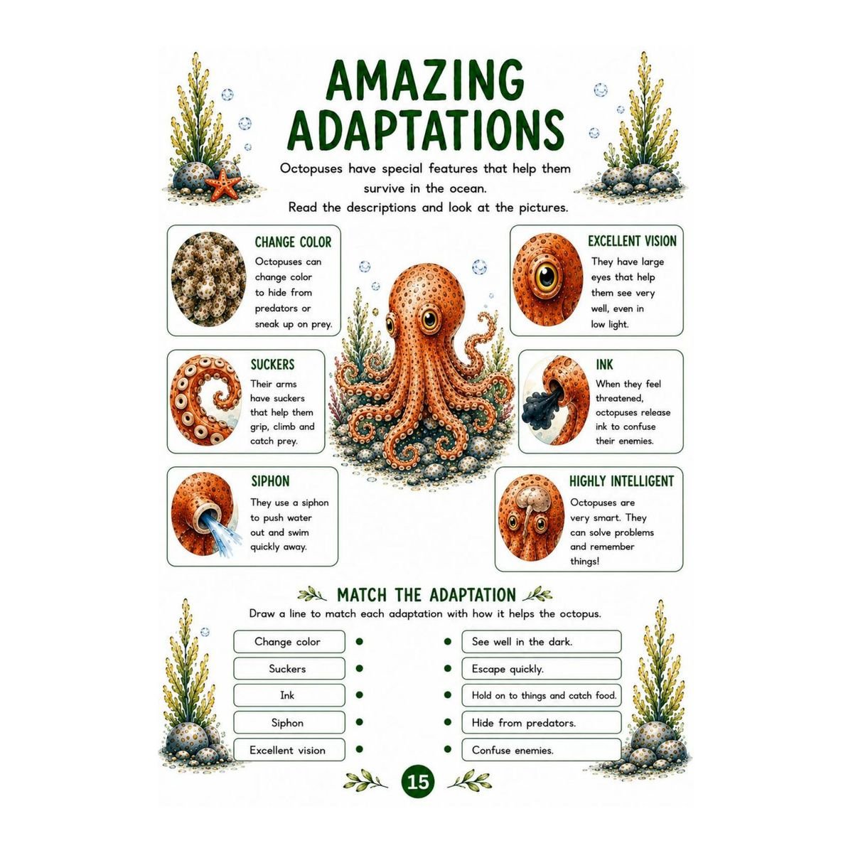 Octopus Workbook for Kids – Printable Ocean Animal Activities PDF - Image 2