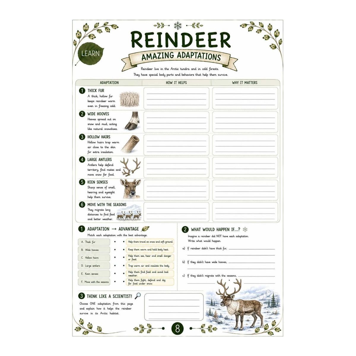 Reindeer Science Workbook for Kids – Printable PDF - Image 2