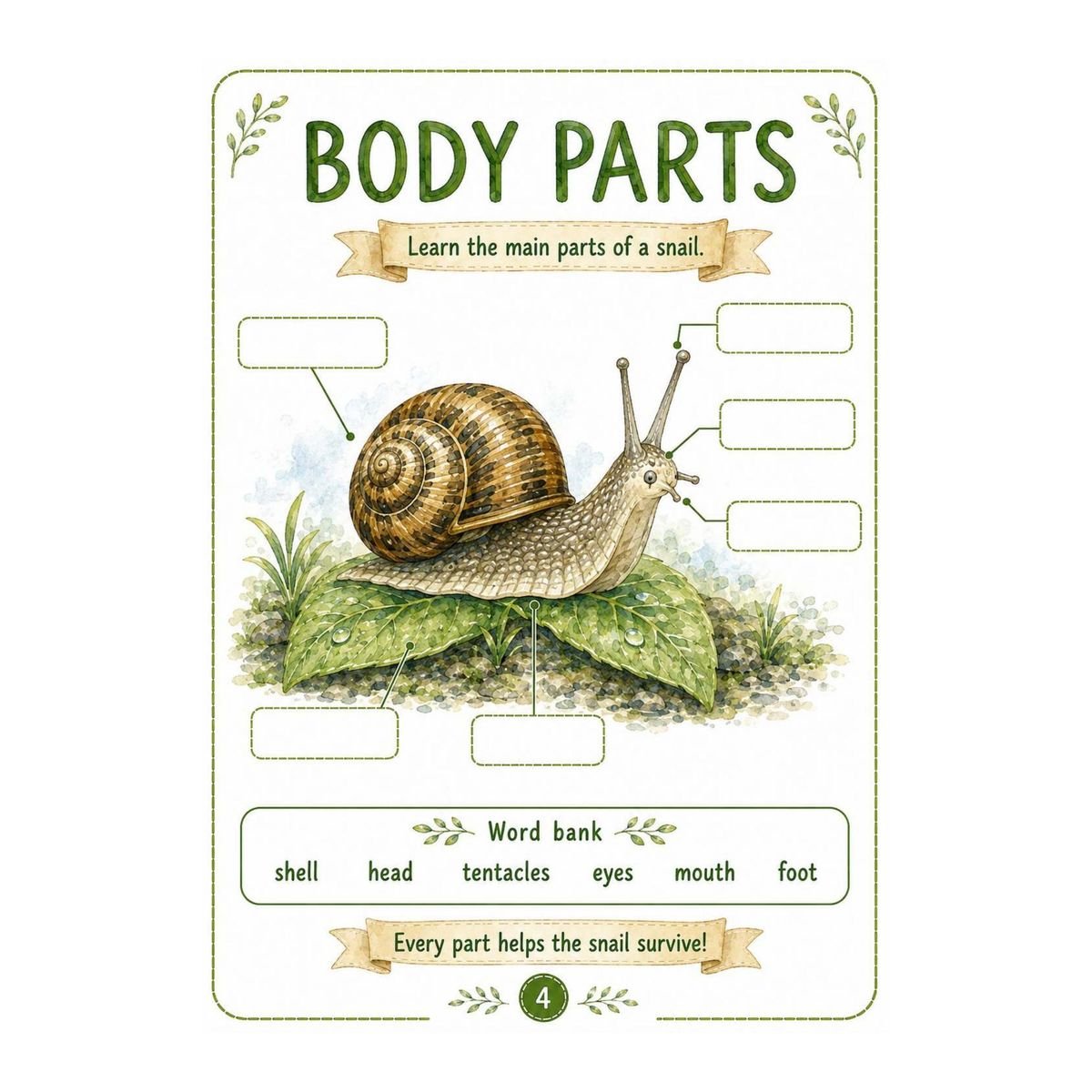 Snails Science Workbook for Kids – Printable PDF - Image 2